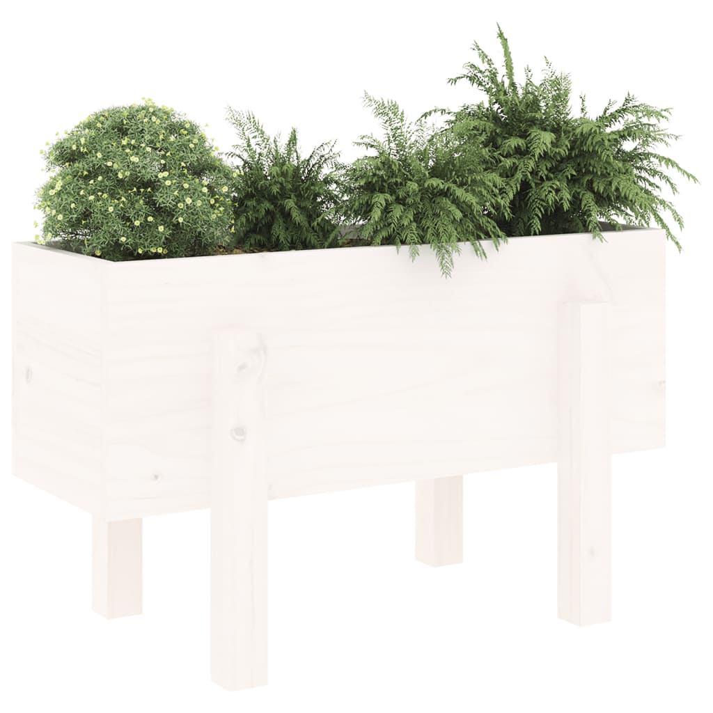 Garden flower box white 62x30x38 cm solid pine