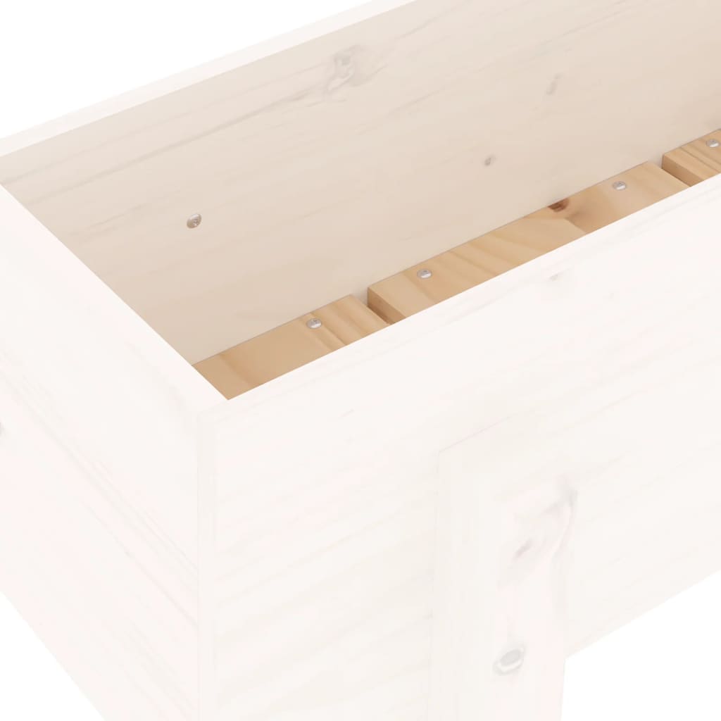 Garden flower box white 62x30x38 cm solid pine