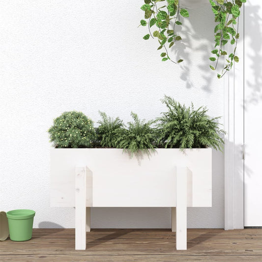 Garden flower box white 62x30x38 cm solid pine