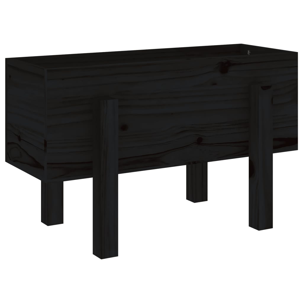 Flower box black 62x30x38 cm solid pine