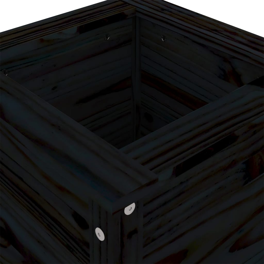 Flower box black 40x40x78 cm solid pine