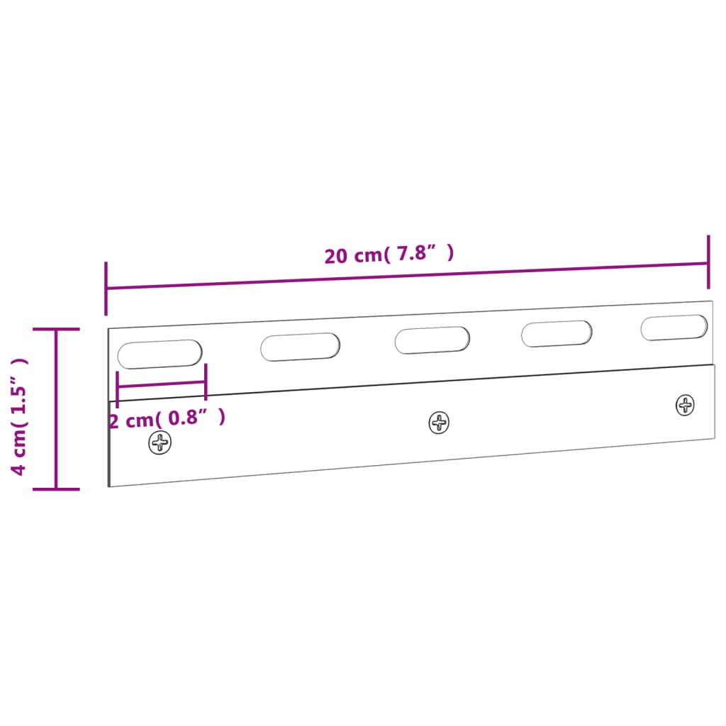 Liitoslevyt 6 kpl hopea 20 cm ruostumaton teräs