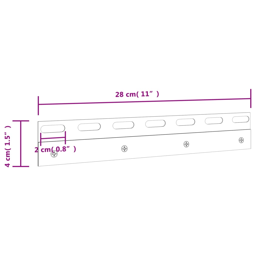 Liitoslevyt 4 kpl hopea 28 cm ruostumaton teräs