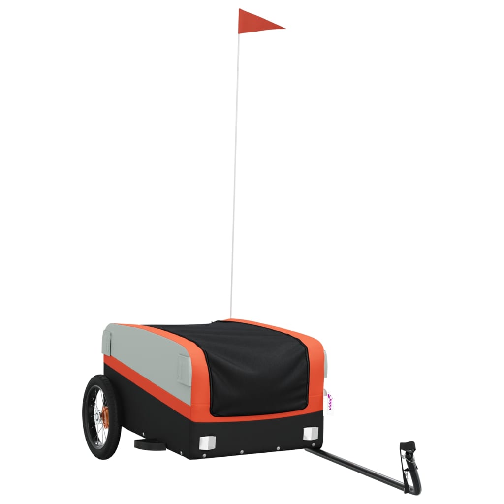 Bicycle trailer black and orange 30 kg iron