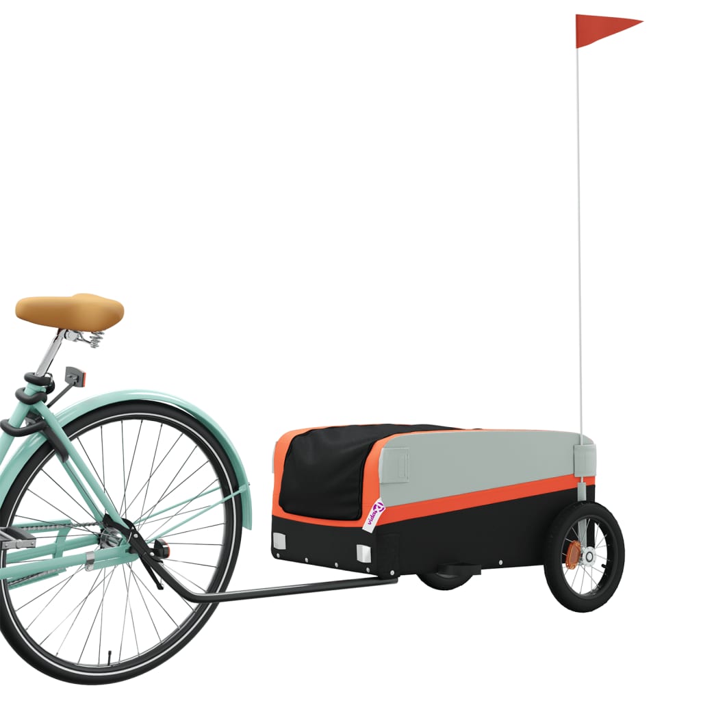 Bicycle trailer black and orange 30 kg iron