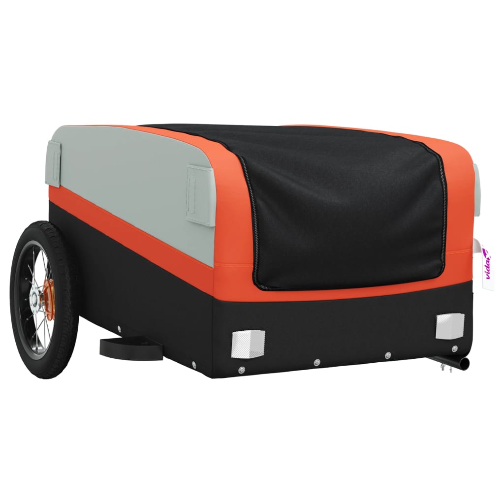 Bicycle trailer black and orange 30 kg iron