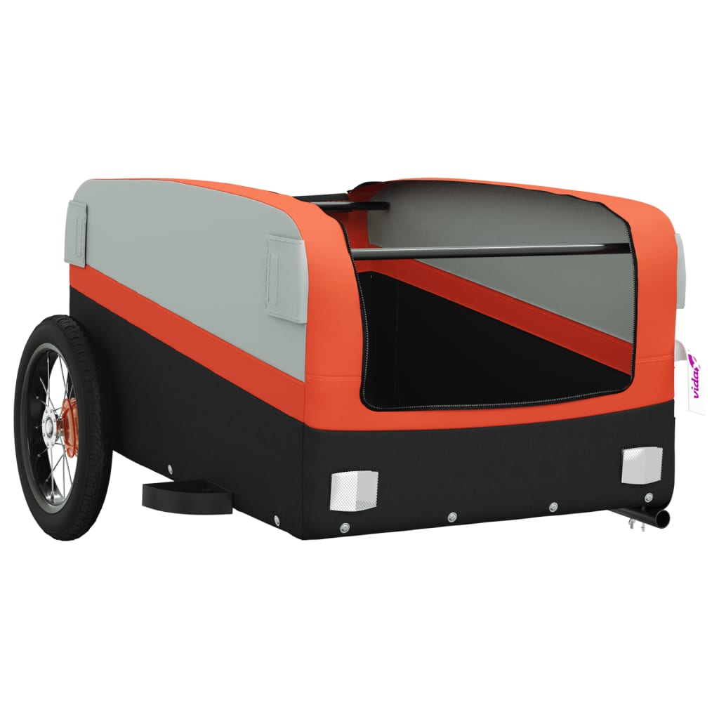 Bicycle trailer black and orange 30 kg iron