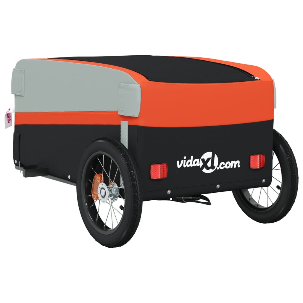 Bicycle trailer black and orange 30 kg iron