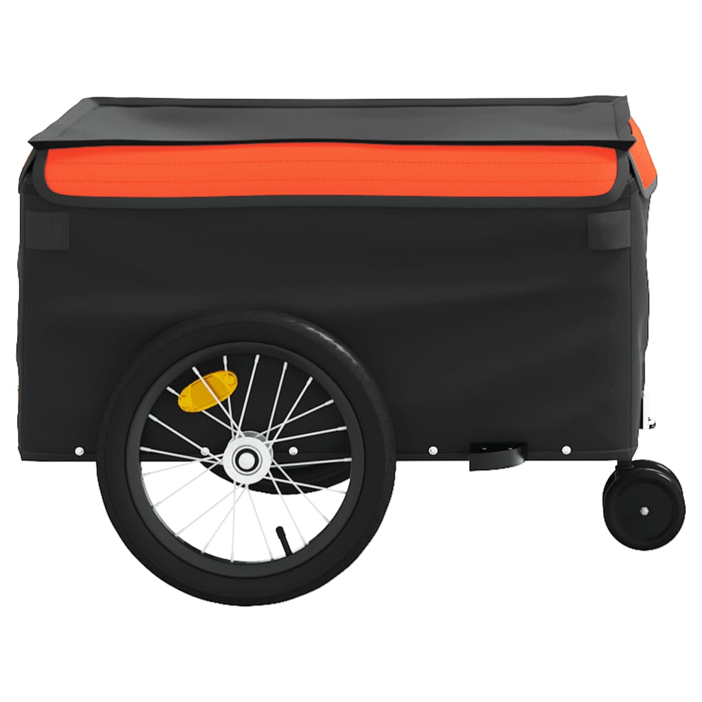 Fahrradanhänger schwarz und orange 45 kg Eisen