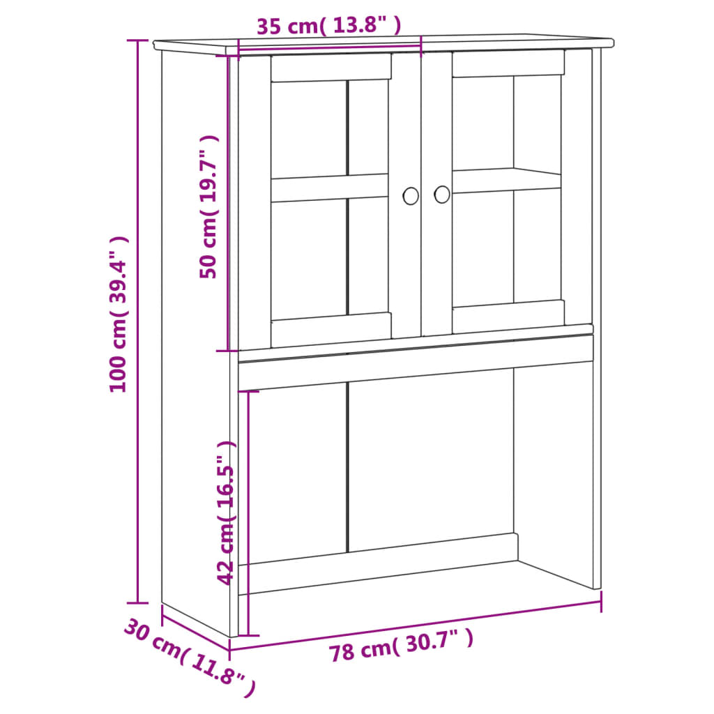 Lipaston yläosa VIGO harmaa 78x30x100 cm täysi mänty