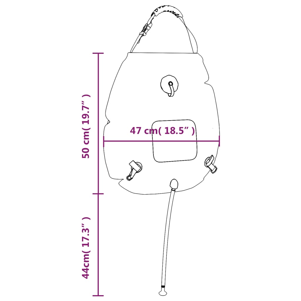 Retkisuihkupussi sininen 20 l PVC