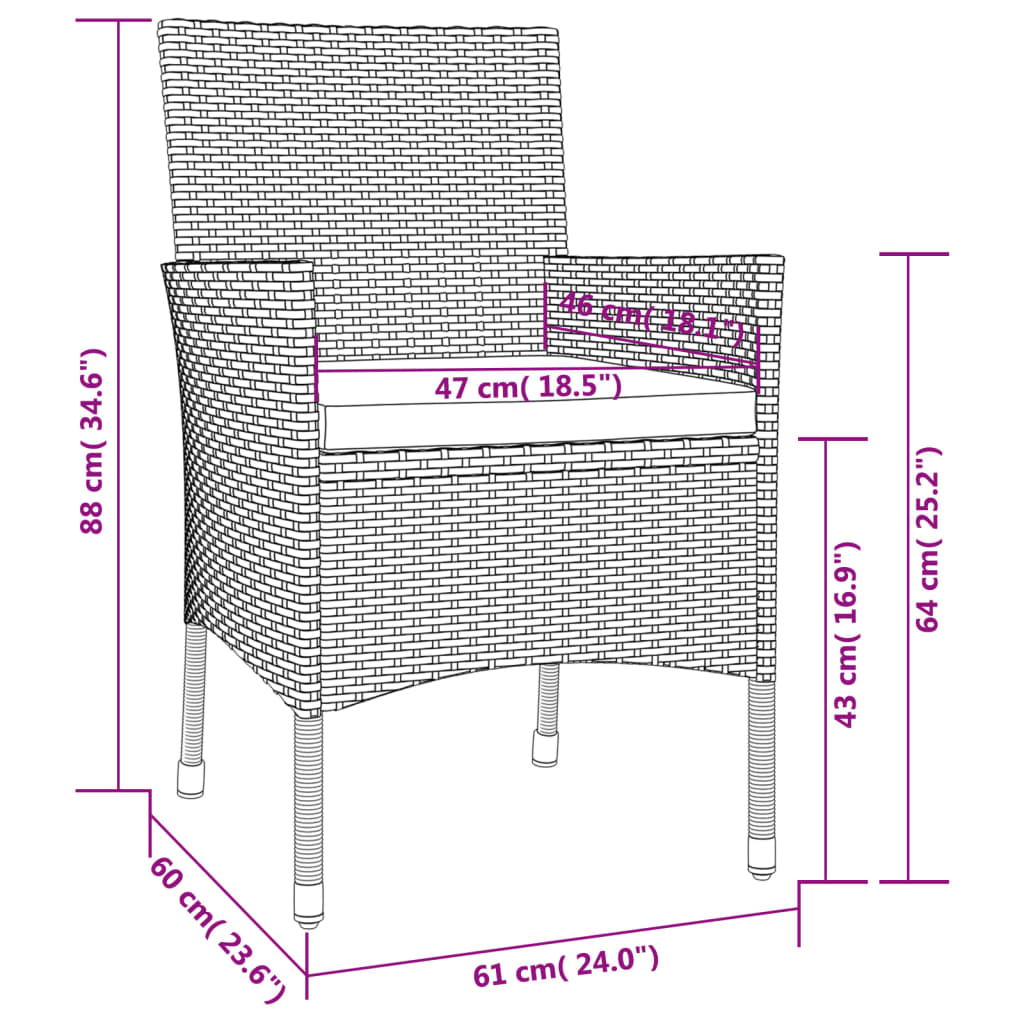 11-piece outdoor dining set with cushions, brown polyrattan