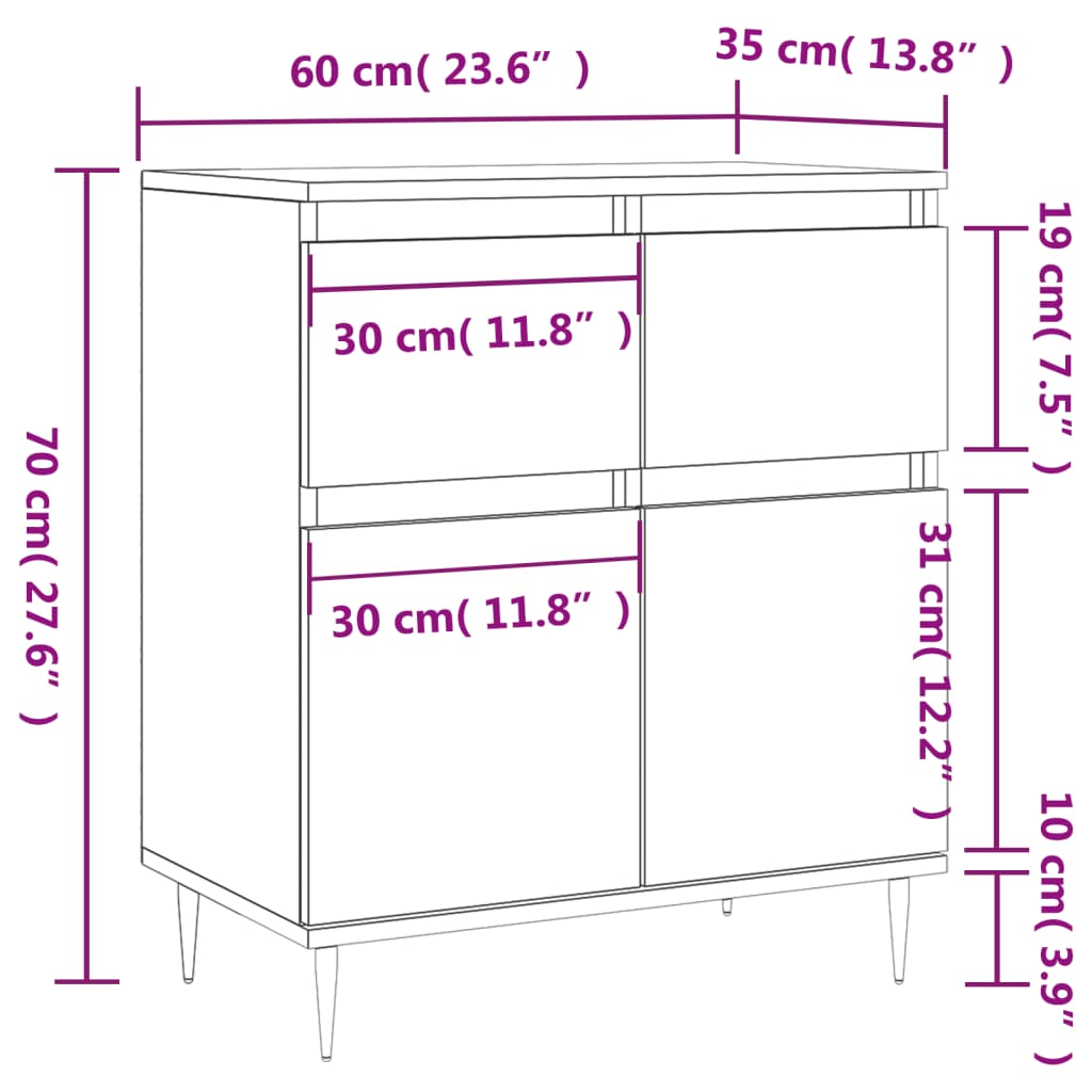 Senkki betoninharmaa 60x35x70 cm tekninen puu