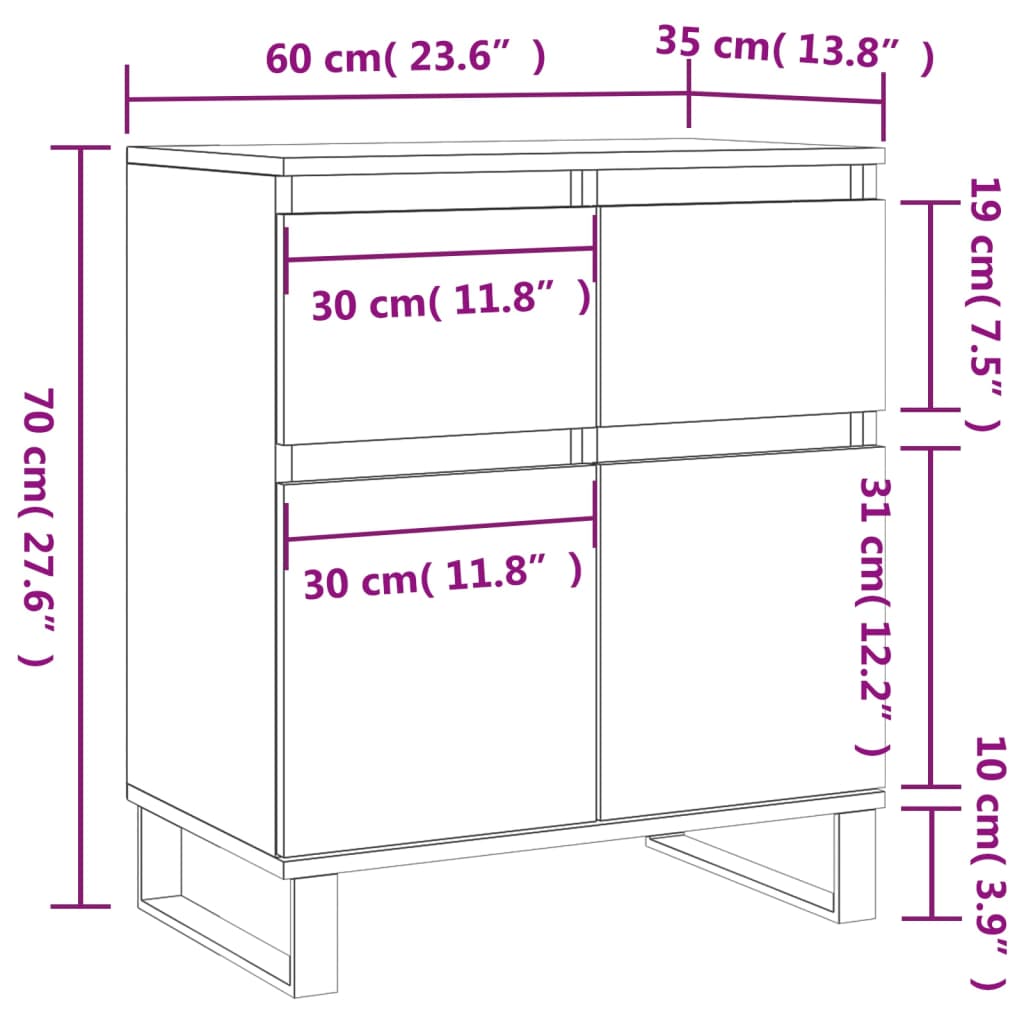 Senkki betoninharmaa 60x35x70 cm tekninen puu