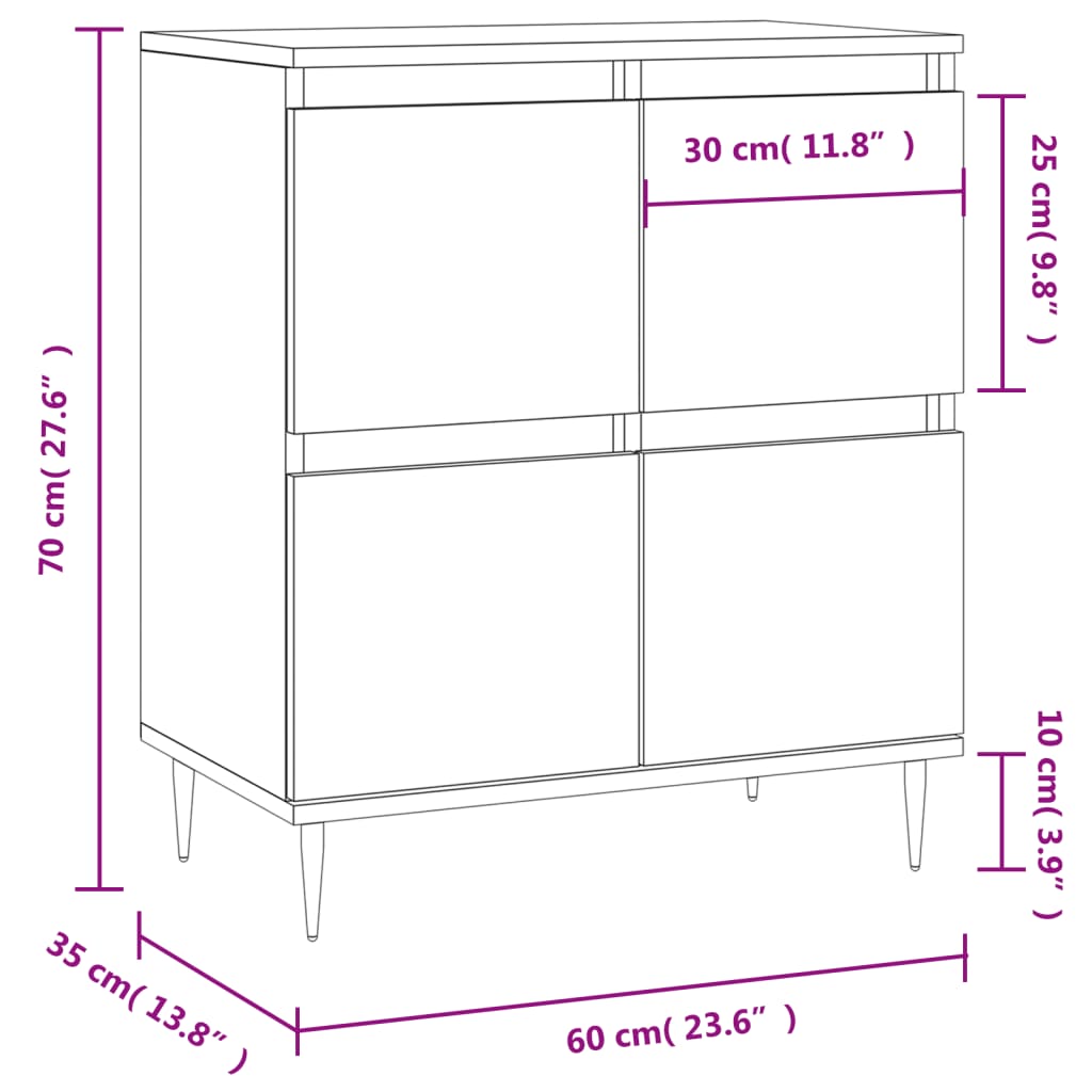 Senkki ruskea tammi 60x35x70 cm tekninen puu