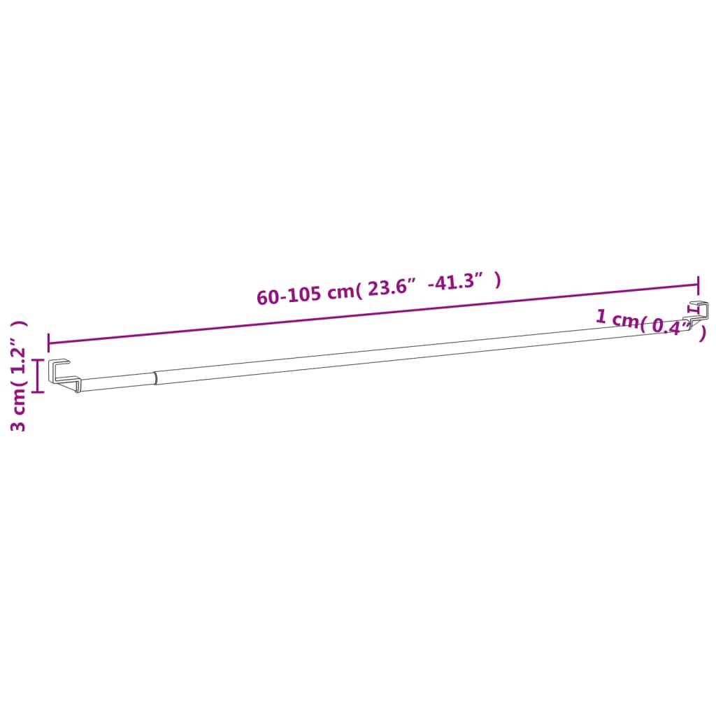 Verhotangot 2 kpl valkoinen ja hopea 60-105 cm alumiini