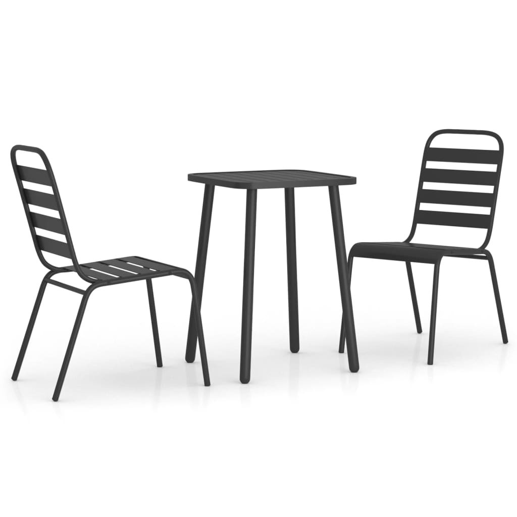 3-piece outdoor dining set anthracite steel