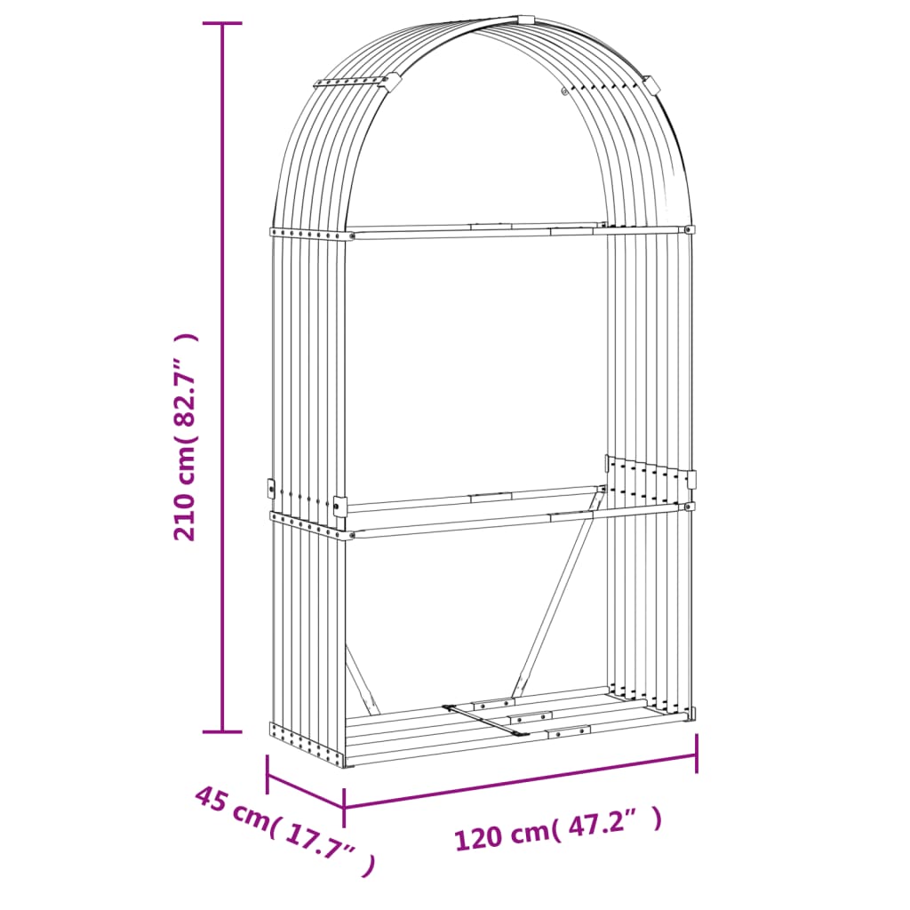 Brennholzregal grün 120x45x210 cm verzinkter Stahl