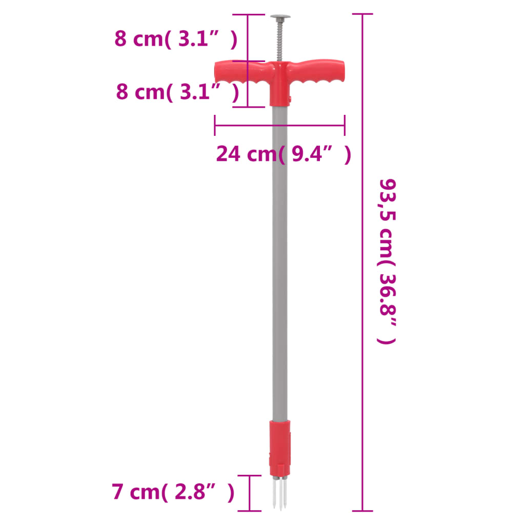 Rikkaruohorauta punainen ja harmaa 93,5 cm jauhemaalattu teräs