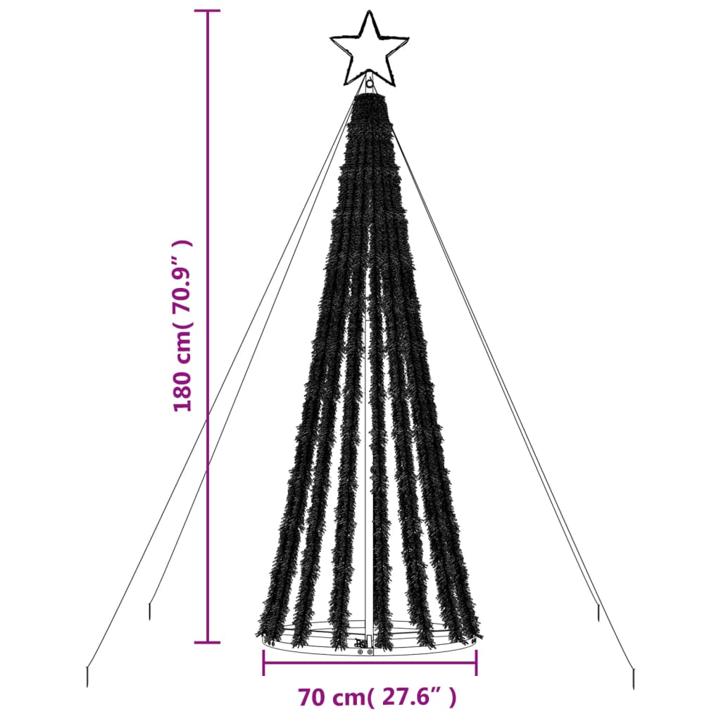 Joulukuusi kartio 275 kylmän valkoista LED-valoa 180 cm