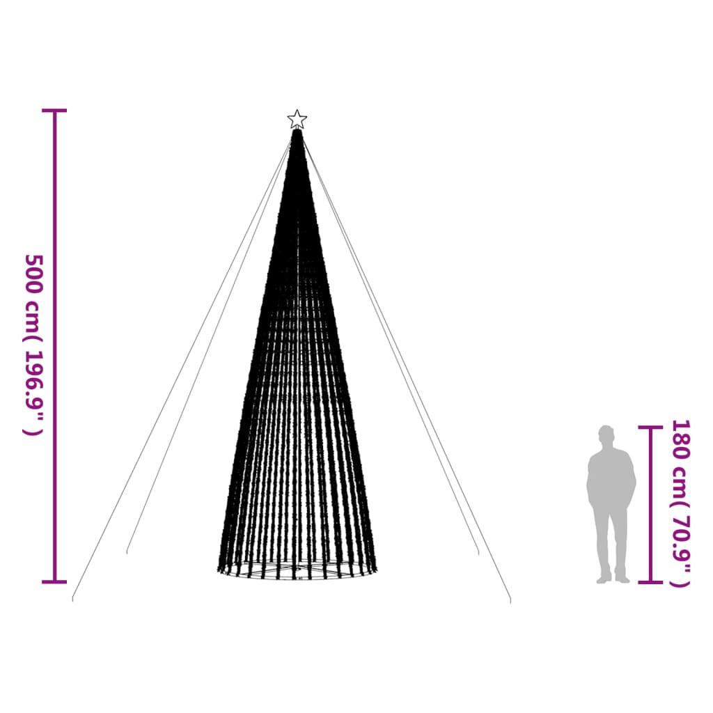 Joulukuusi kartio 1544 lämpimän valkoista LED-valoa 500 cm