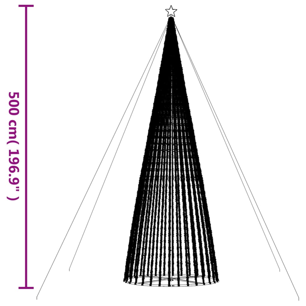 Joulukuusi kartio 1544 lämpimän valkoista LED-valoa 500 cm