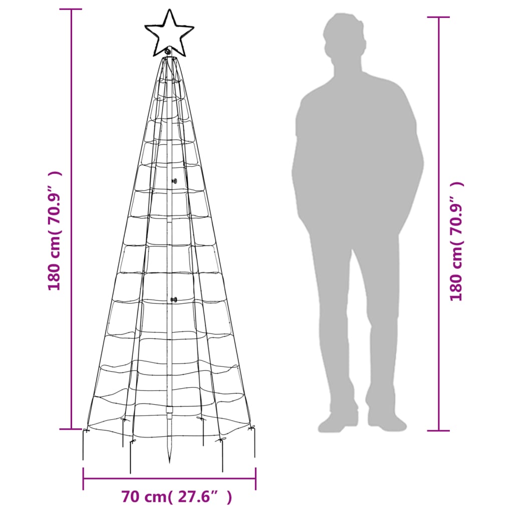 Joulukuusivalo piikeillä 220 sinistä LED-valoa 180 cm