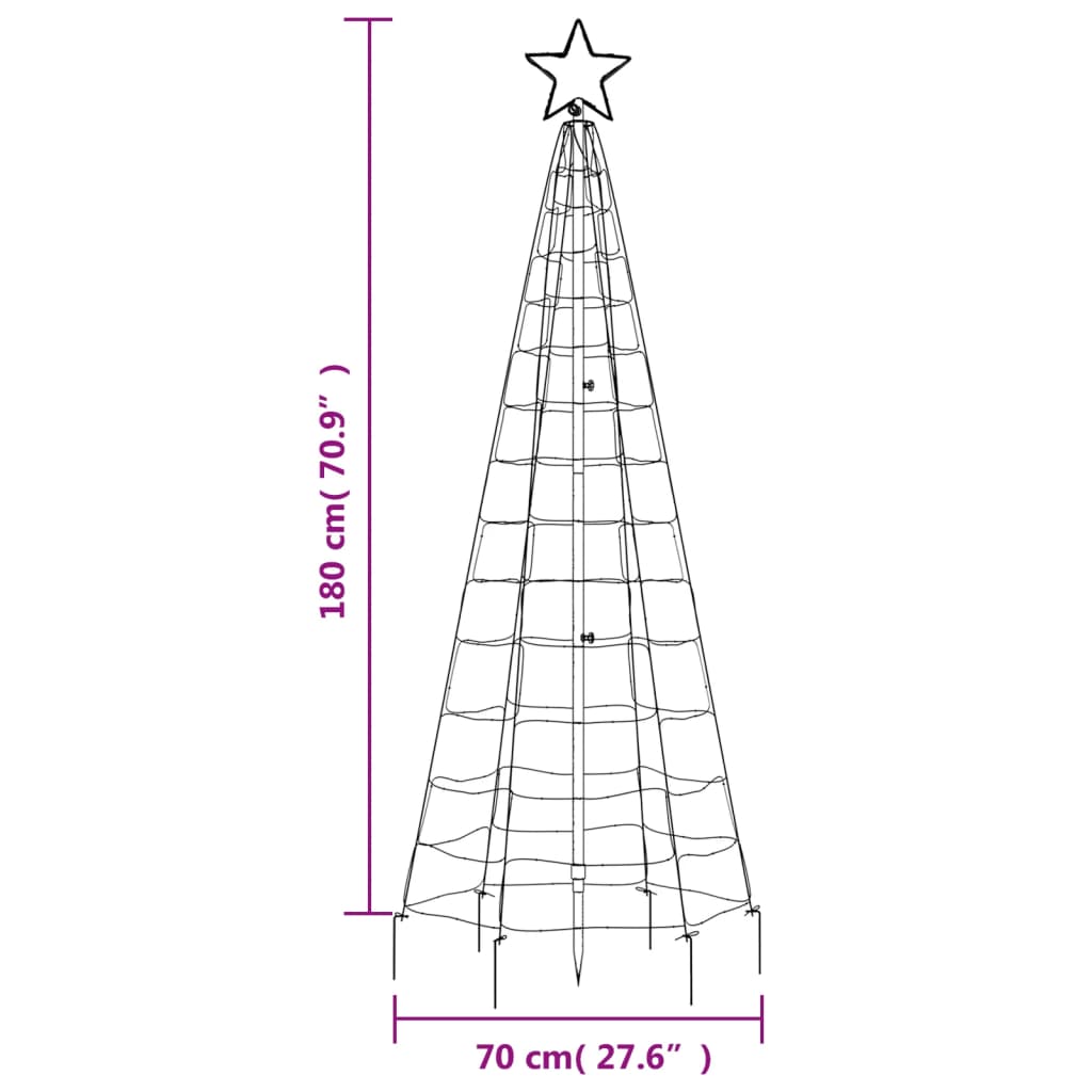 Joulukuusivalo piikeillä 220 sinistä LED-valoa 180 cm