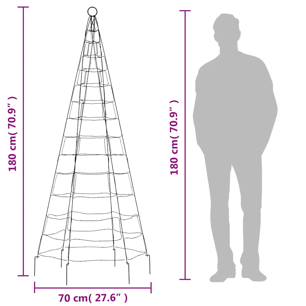 Joulukuusivalo lipputankoon 200 lämpimän valk. LED-valoa 180 cm