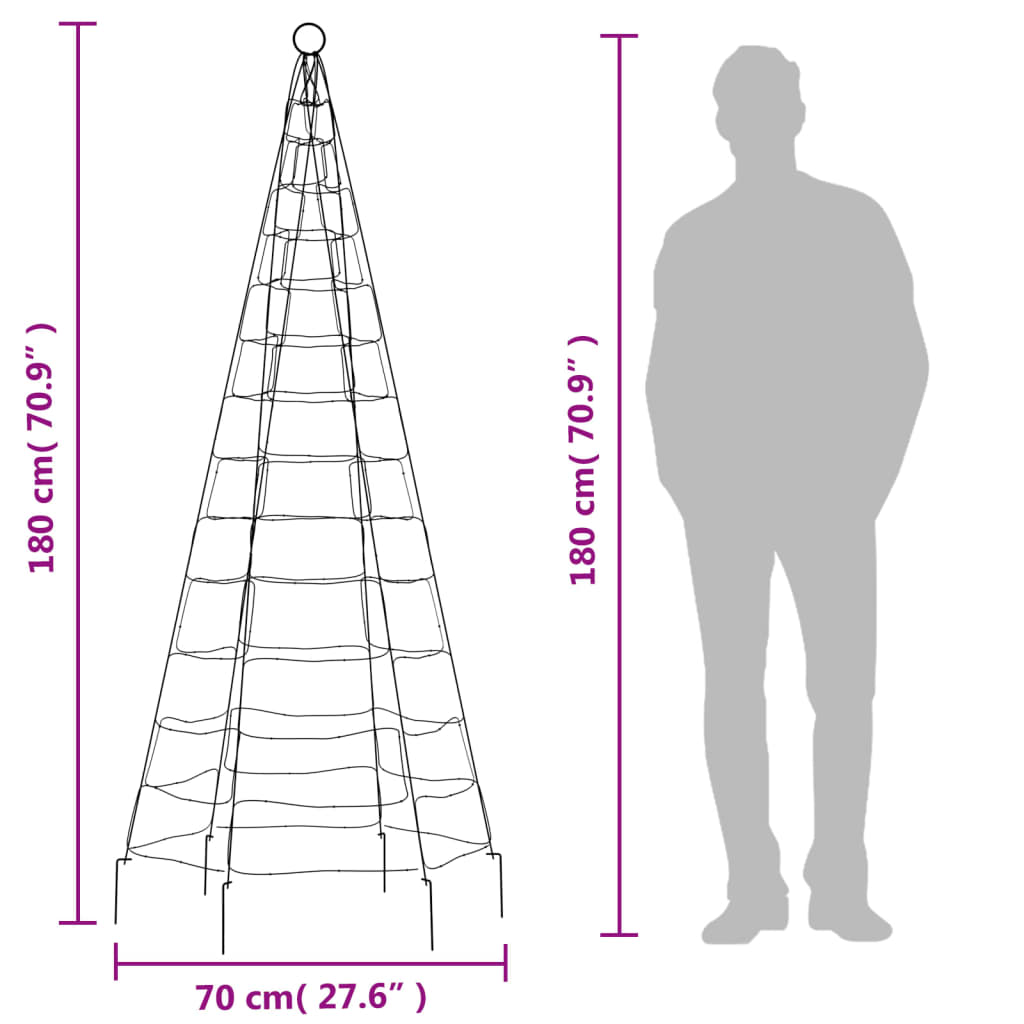 Joulukuusivalo lipputankoon 200 värikästä LED-valoa 180 cm