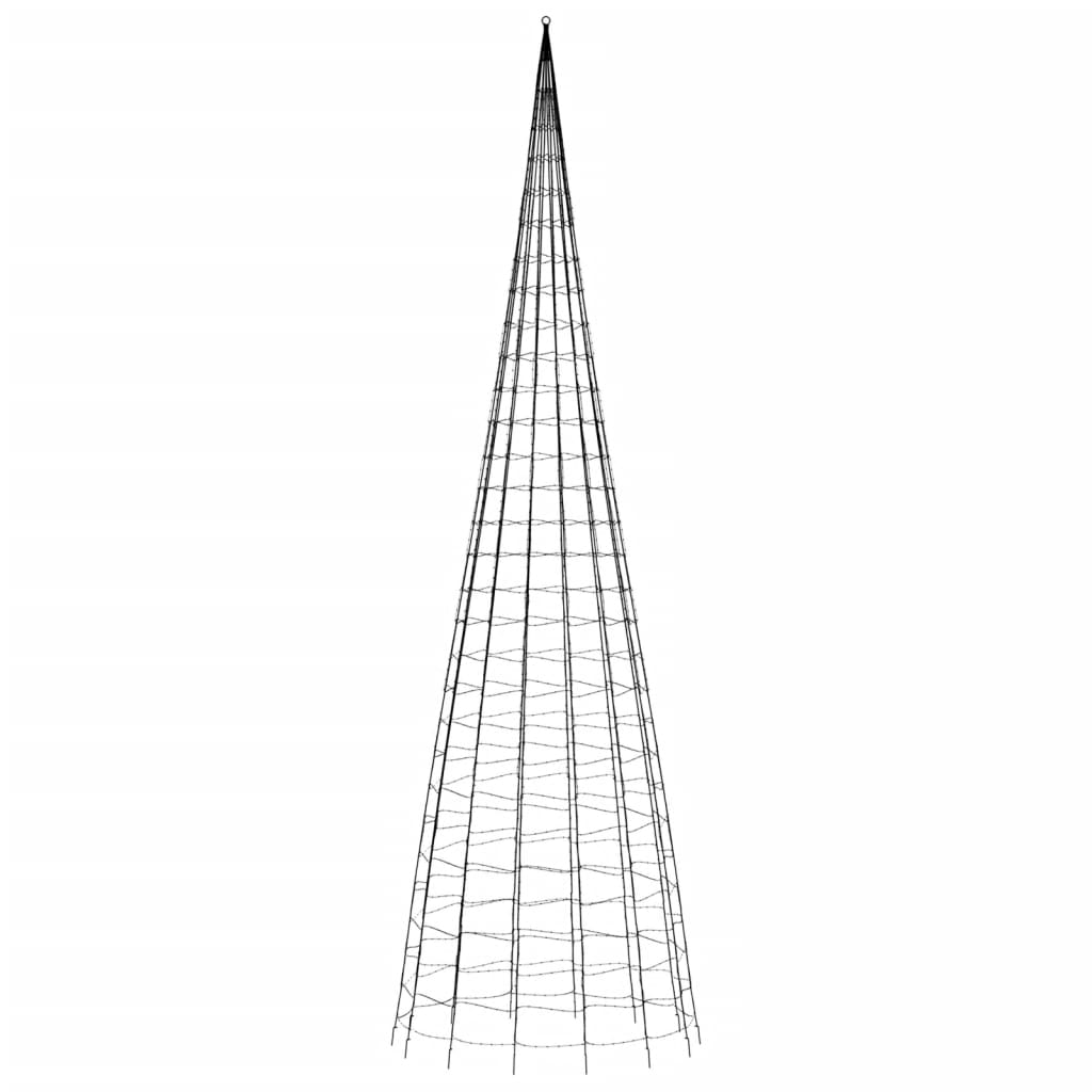 Joulukuusivalo lipputankoon 3000 kylmän valk. LED-valoa 800 cm