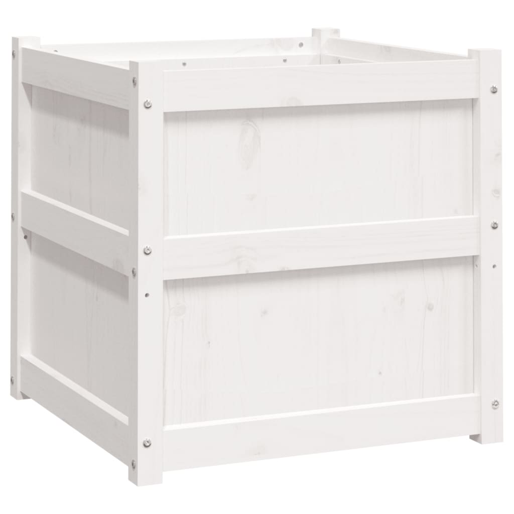 Garden flower box white 60x60x60 cm solid pine