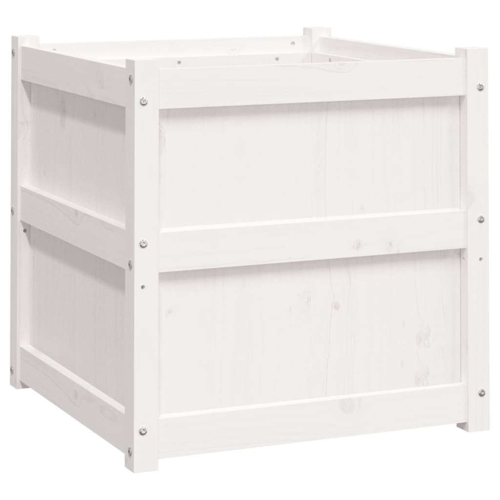 Garden flower box white 60x60x60 cm solid pine