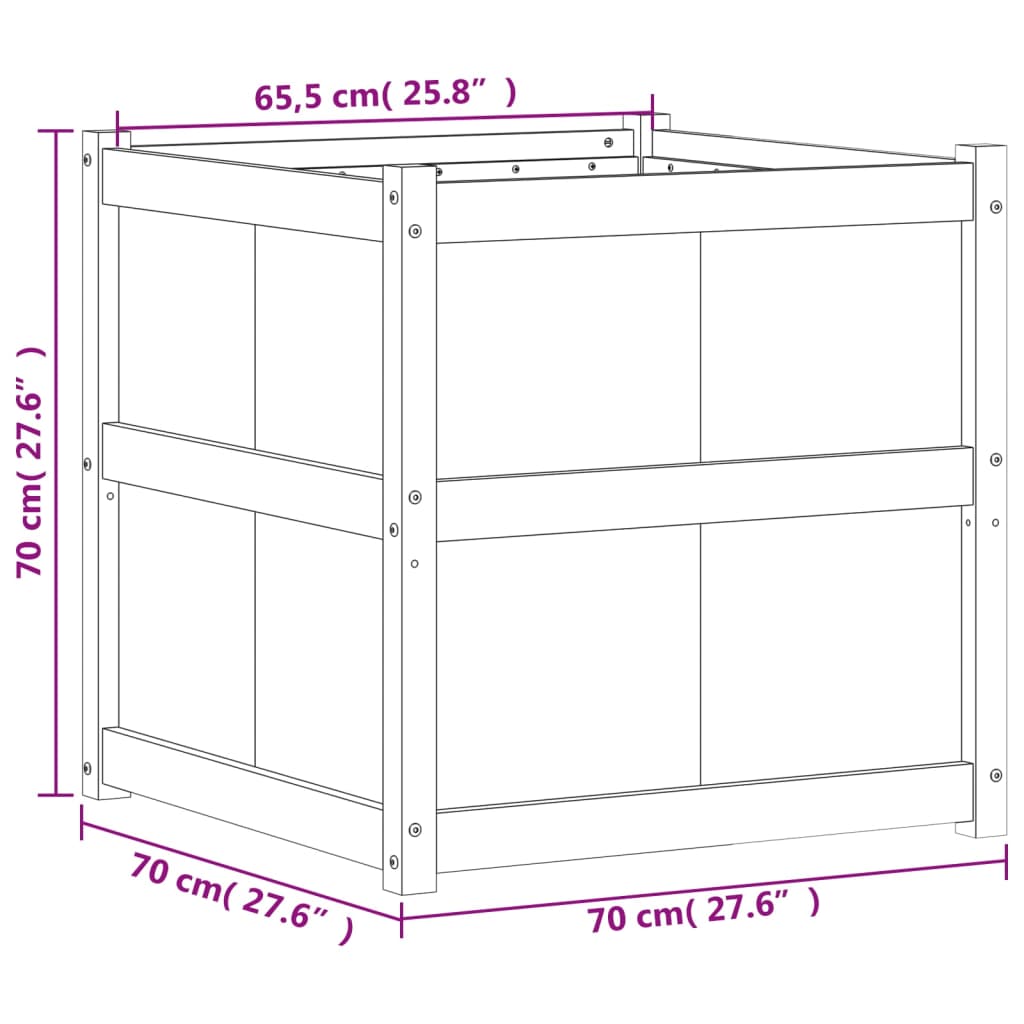 Ulkokukkalaatikko vahanruskea 70x70x70 cm täysi mänty