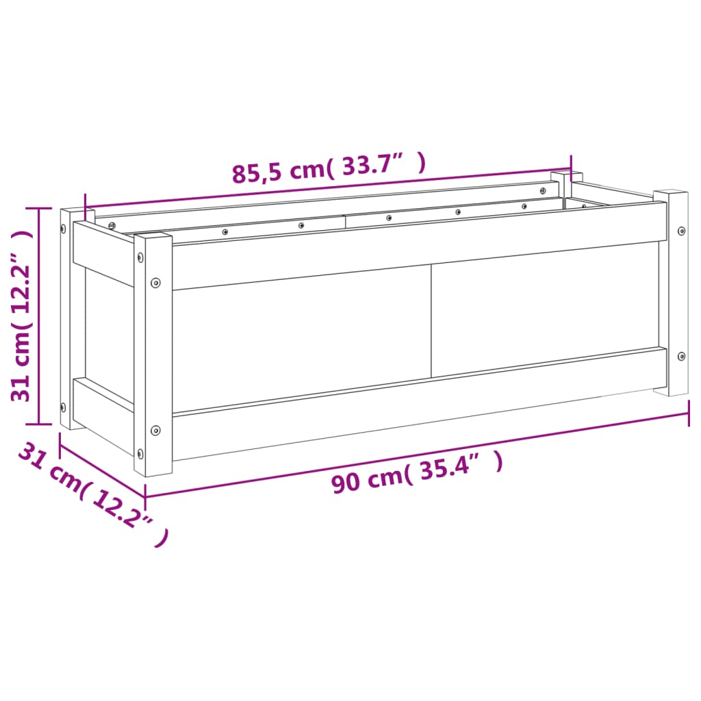 Ulkokukkalaatikko vahanruskea 90x31x31 cm täysi mänty