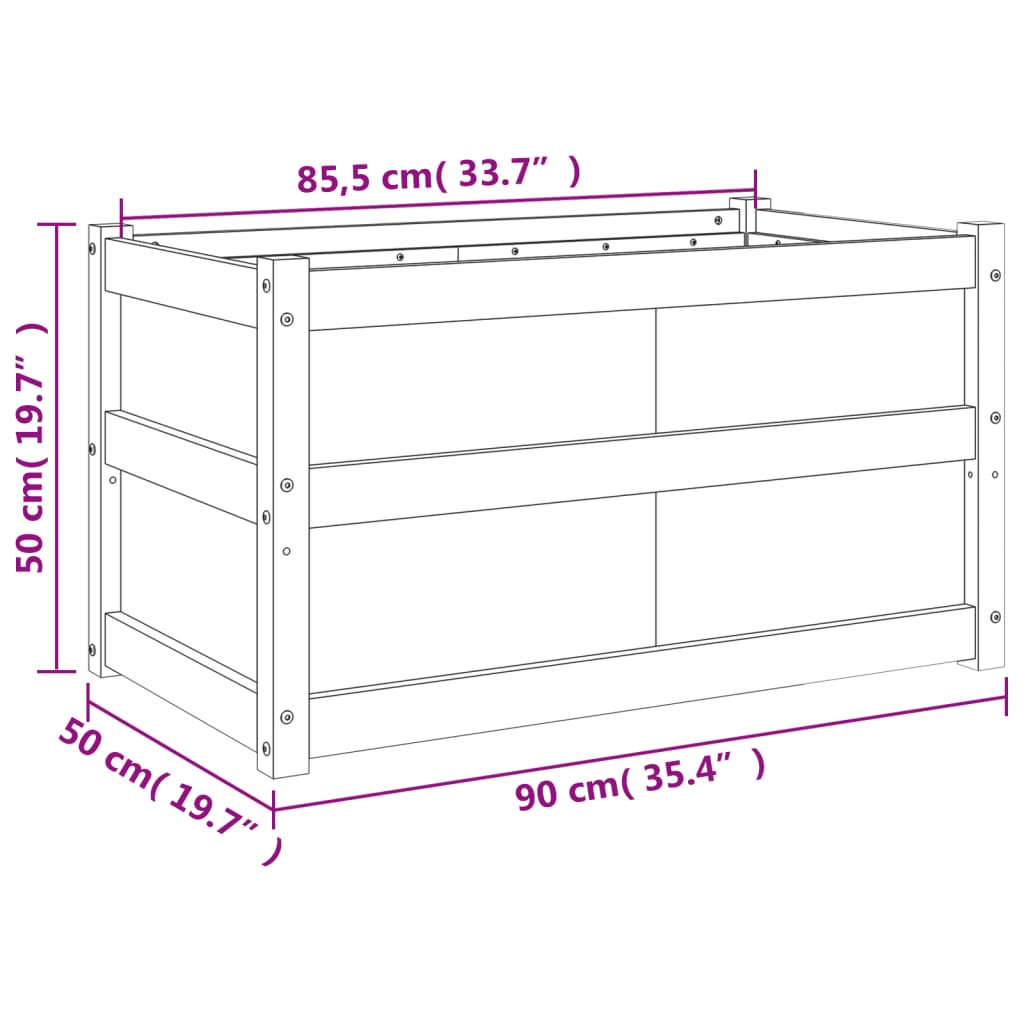 Ulkokukkalaatikko vahanruskea 90x50x50 cm täysi mänty