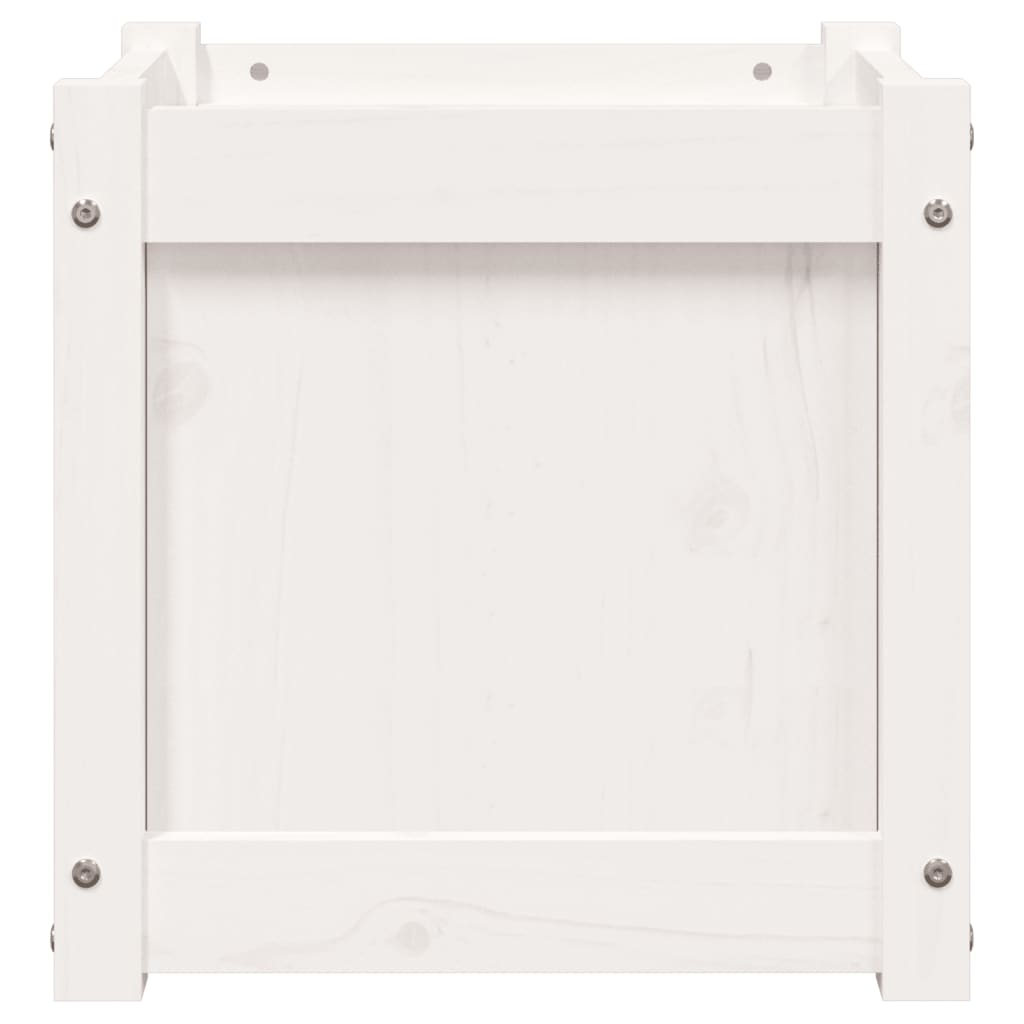 Garden flower box white 40x40x40 cm solid pine