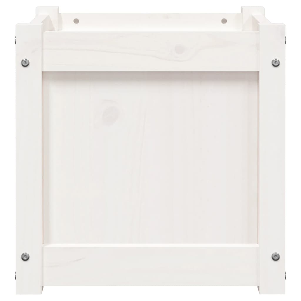 Garden flower box white 40x40x40 cm solid pine