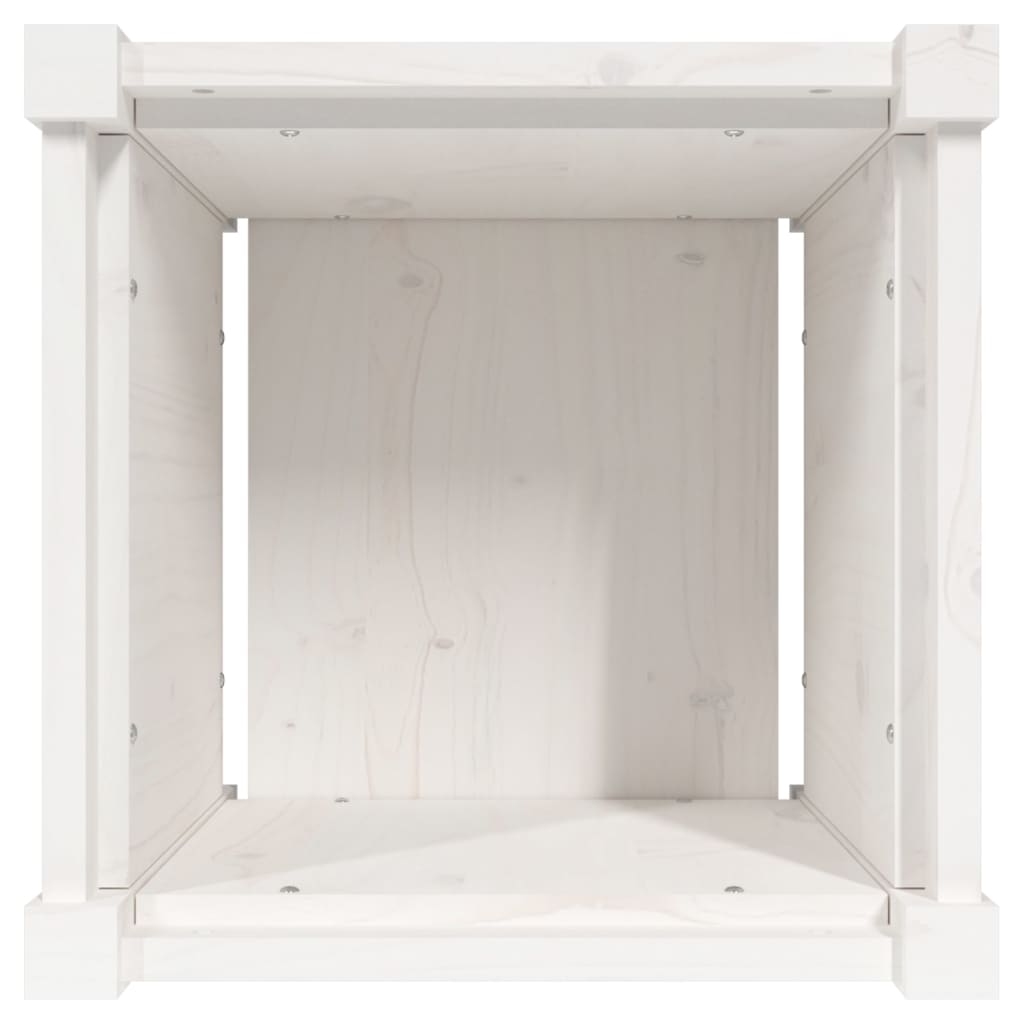 Garden flower box white 40x40x40 cm solid pine