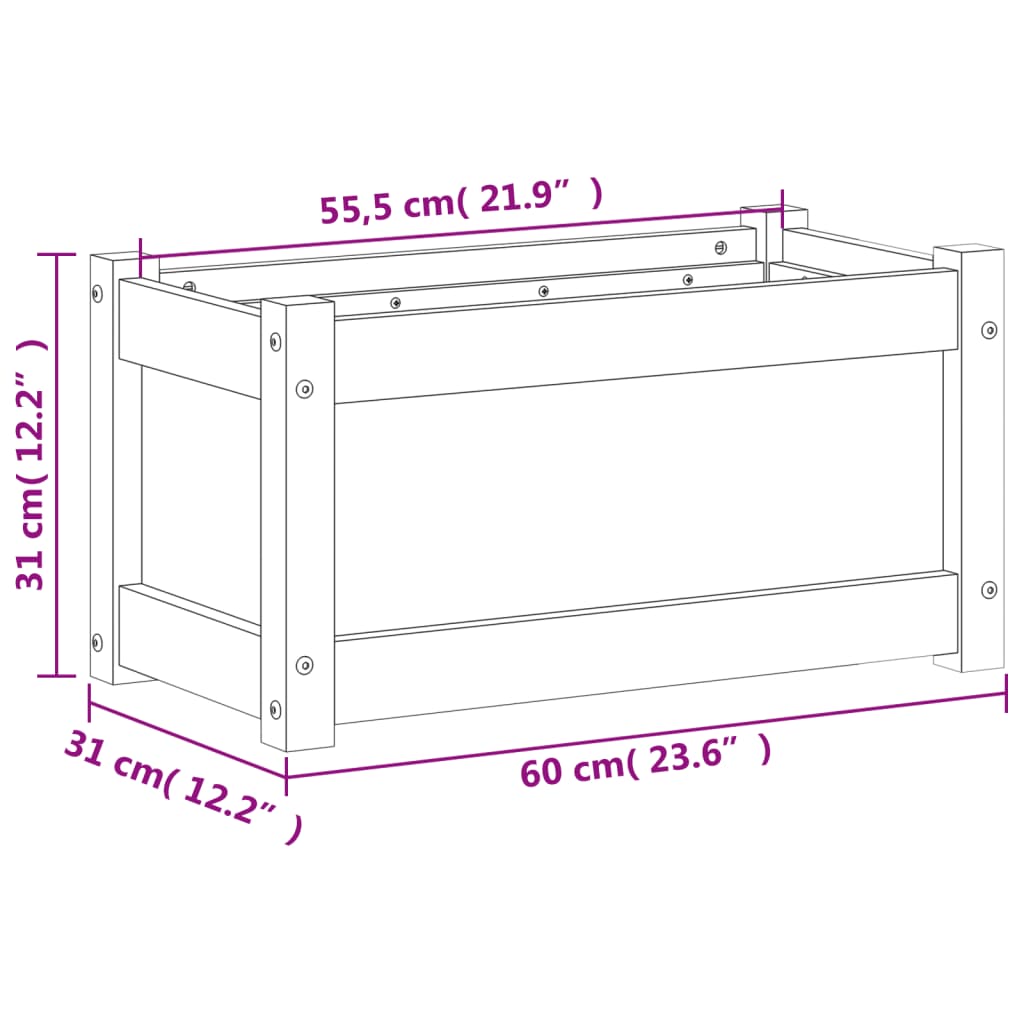 Ulkokukkalaatikko vahanruskea 60x31x31 cm täysi mänty