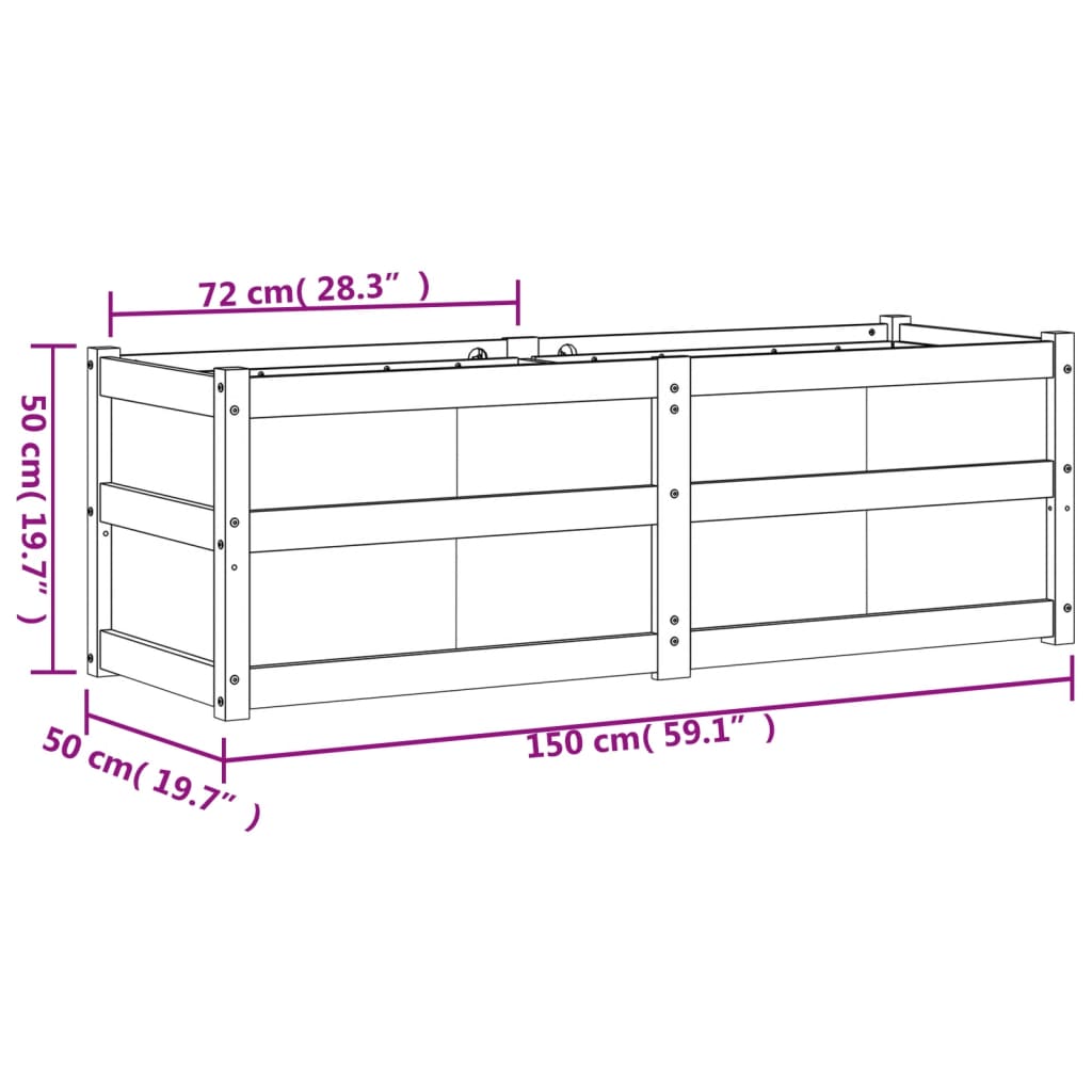 Outdoor flower box 150x50x50 cm solid Douglas fir