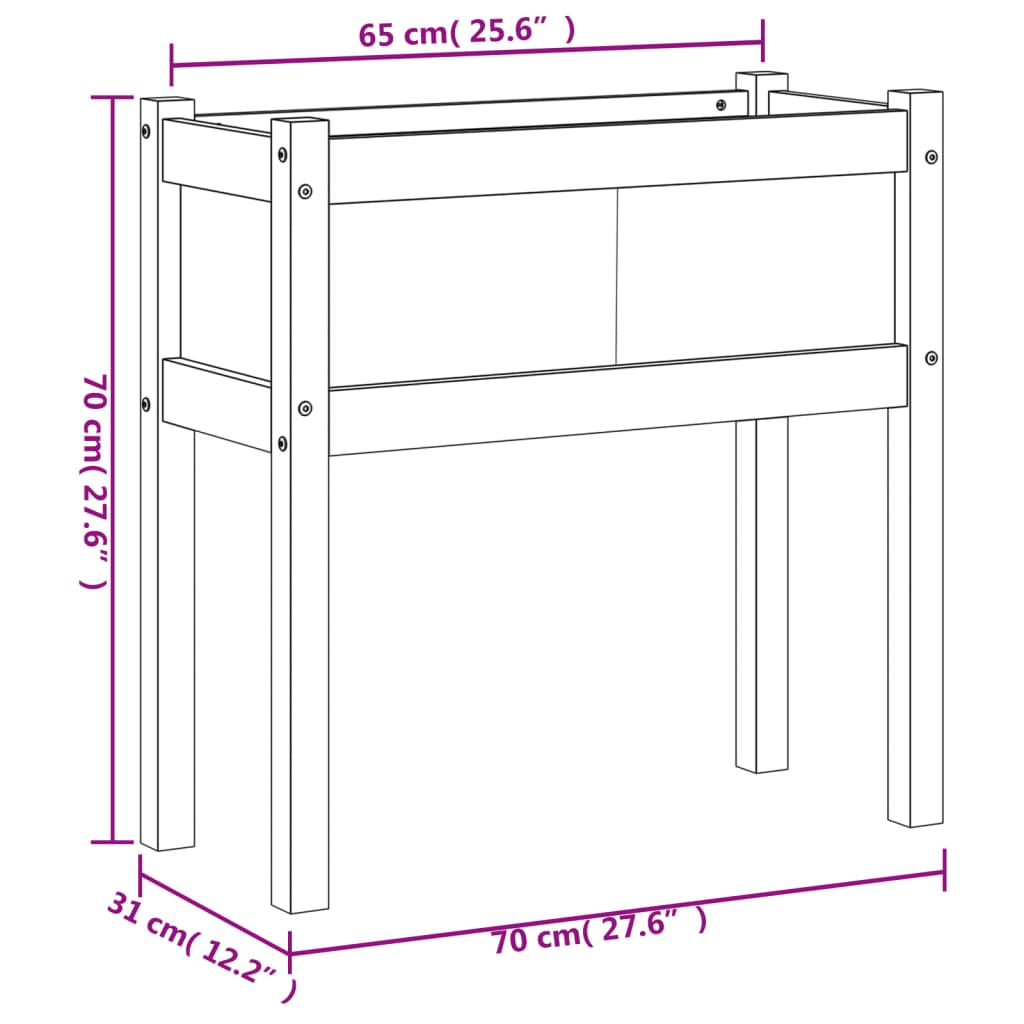 Ulkokukkalaatikko jaloilla vahanruskea 70x31x70 cm täysi mänty