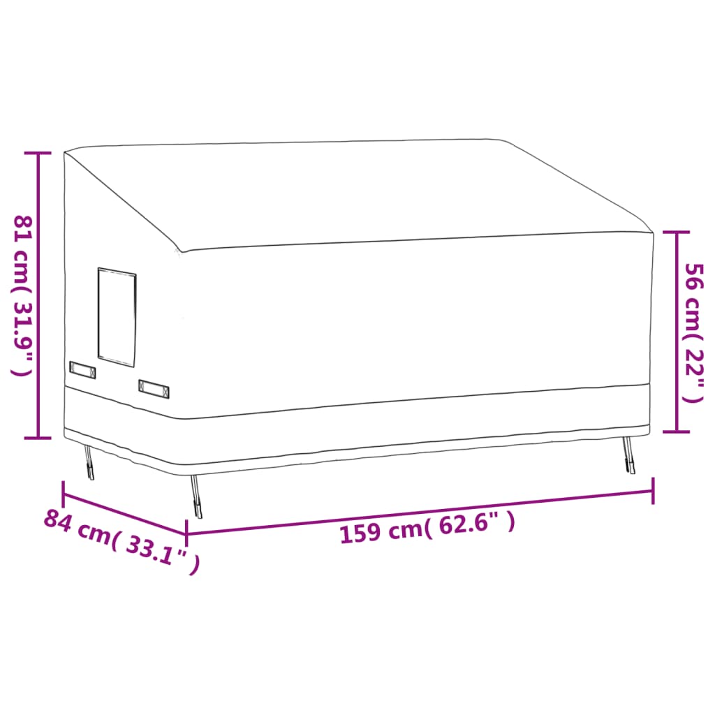 3-Sitzer-Bankbezug, 2 Stück, 159 x 84 x 56/81 cm, 600D Oxford