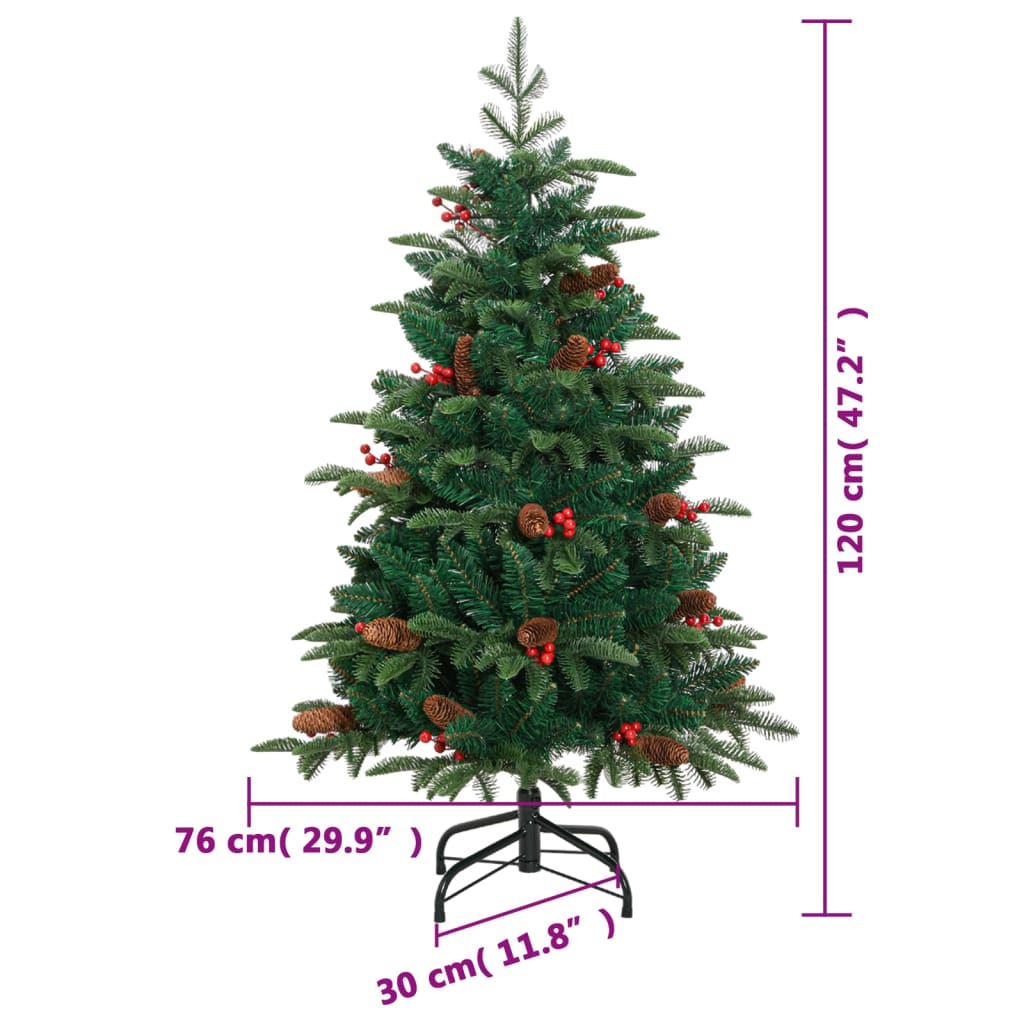 Tekojoulukuusi saranoilla, kävyillä ja marjoilla 120 cm