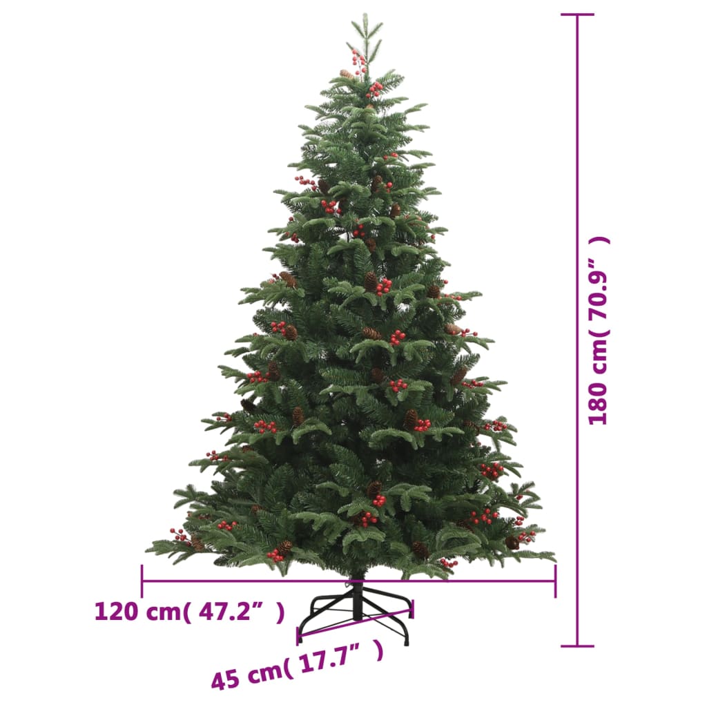 Tekojoulukuusi saranoilla, kävyillä ja marjoilla 180 cm