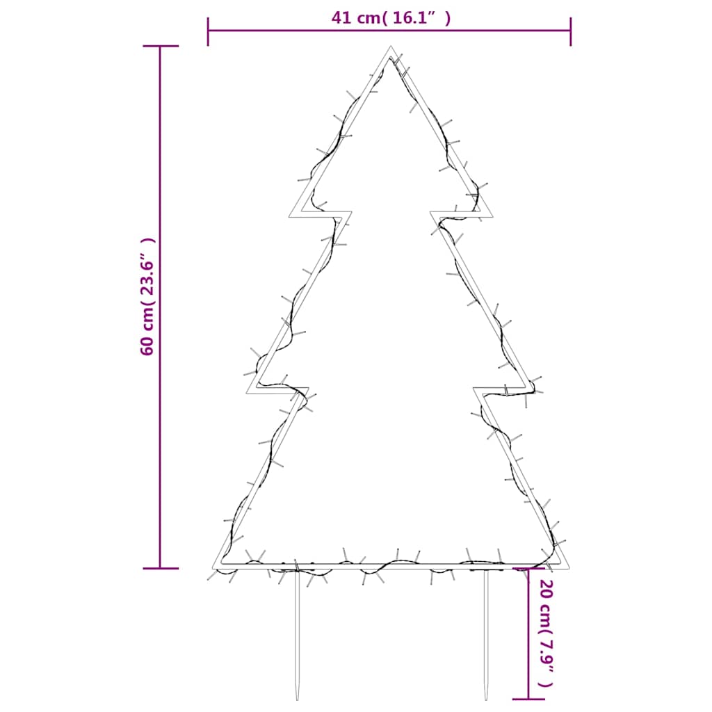 Joulukuusi valokoriste maapiikeillä 80 LED-valoa 60 cm