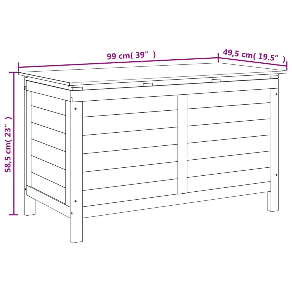 Ulkosäilytyslaatikko antrasiitti 99x49,5x58,5 cm täysi kuusi