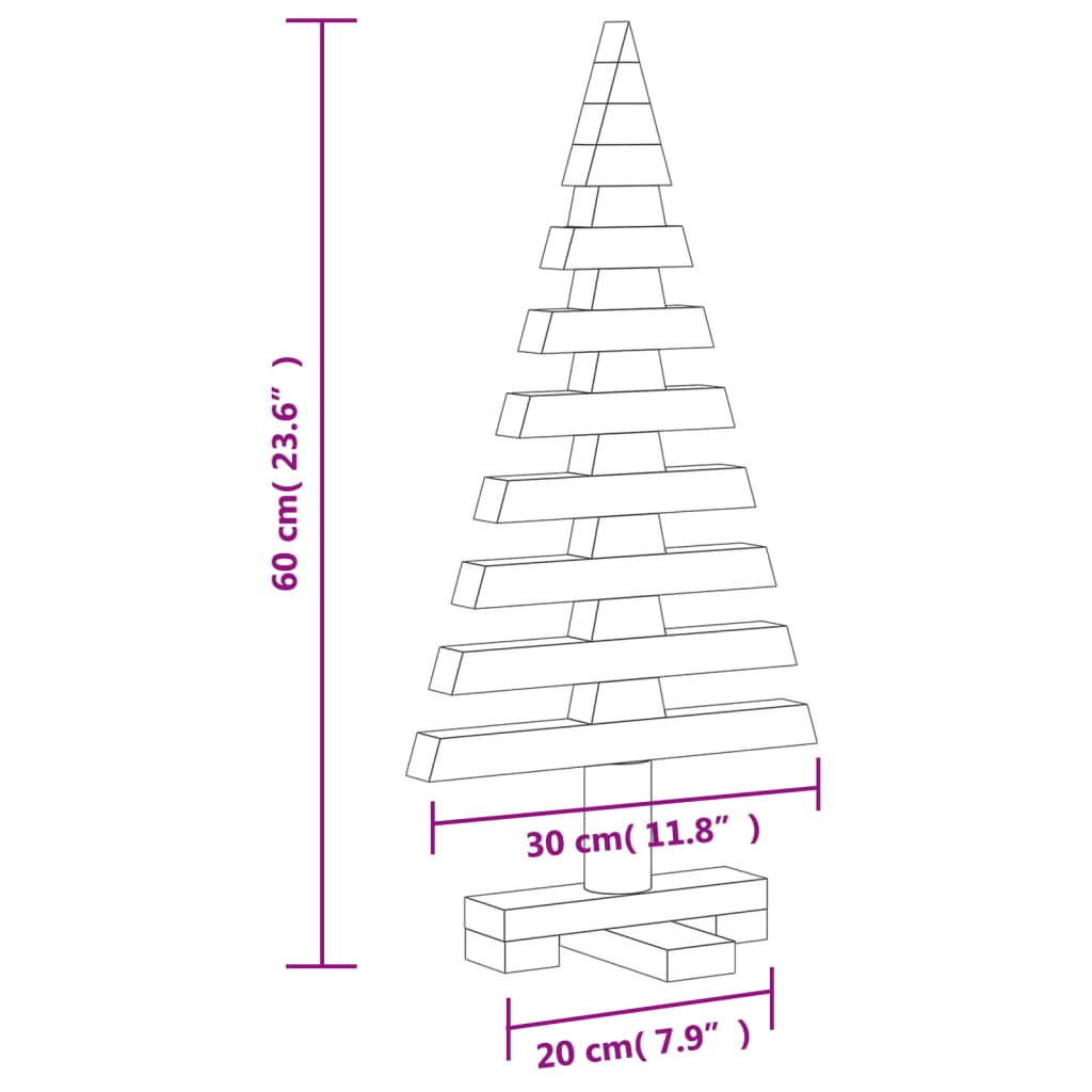 Puinen koristejoulukuusi 60 cm täysi mänty