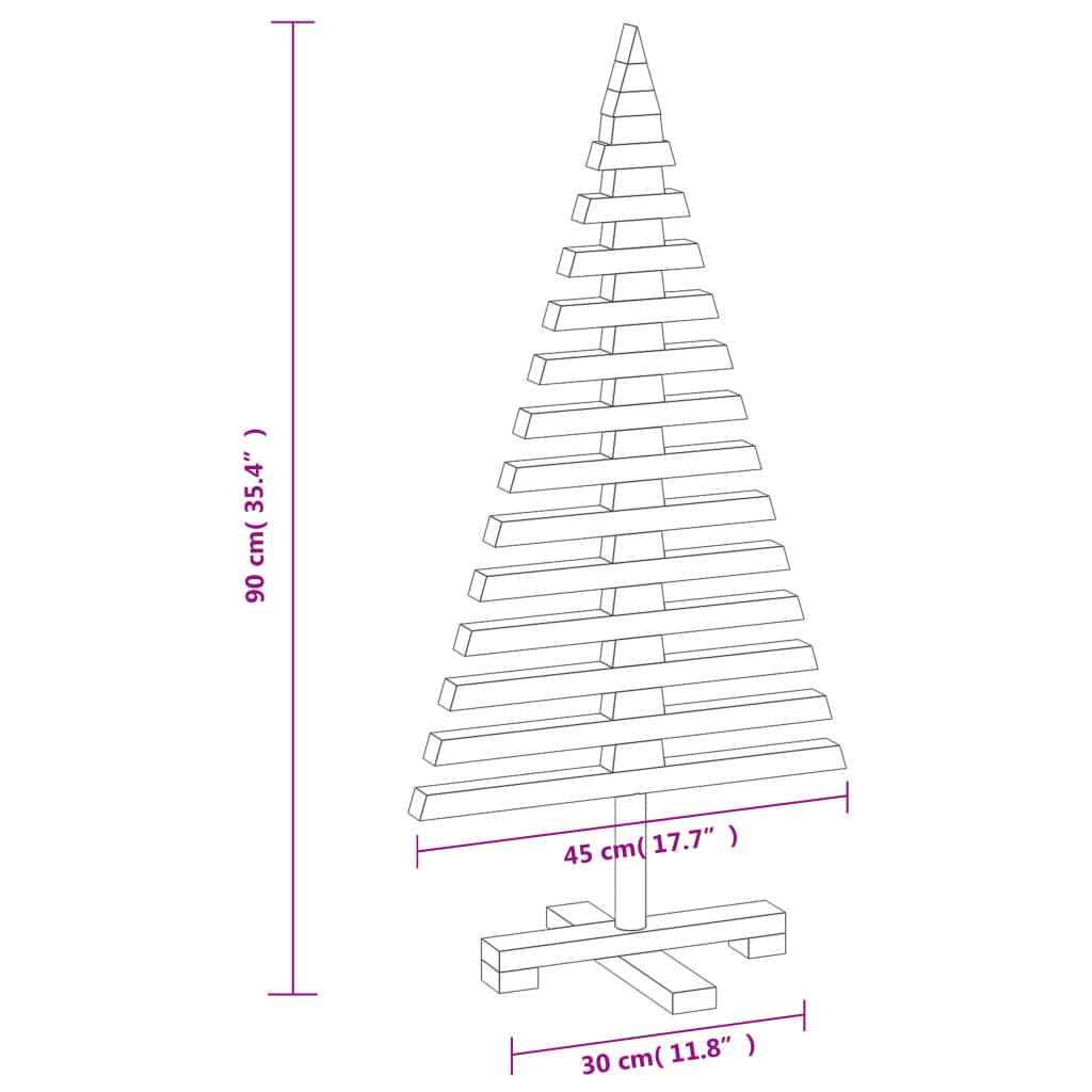 Puinen koristejoulukuusi 90 cm täysi mänty