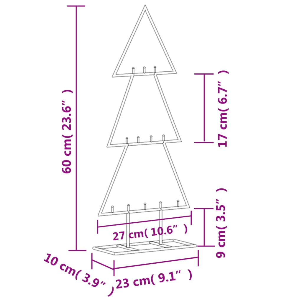 Metallinen koristejoulukuusi musta 60 cm